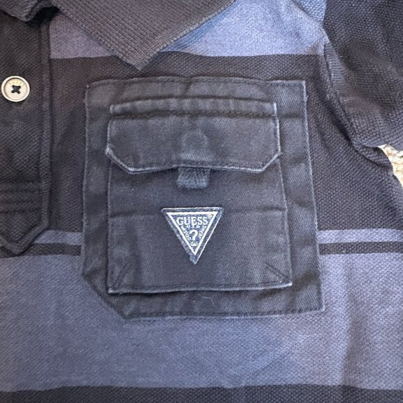 Baby Boy Guess Polo Long Sleeve Rugby Shirt Toddler 3T Blue Stripes Y2K 90s - Picture 3 of 12